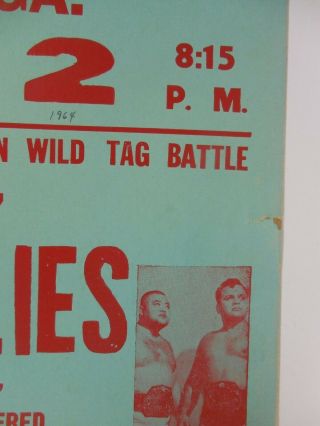 Vintage Wrestling Poster Lady Midget Wrestlers Tojo Yamamoto Georgia WWF NWA 8
