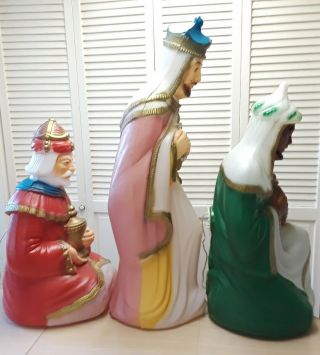 Christmas Nativity Wise Men Blow Mold - VTG - General Foam - Set Of 3 W/ 3 Cords 10