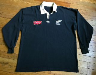 Vintage 90s Canterbury Zealand Steinlager All Blacks Rugby Jersey Polo Shirt