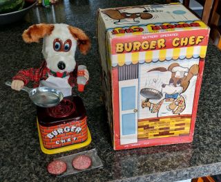 Vintage Battery Operated Burger Chef Toy W/original Box - Amico Japan