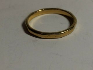 22.  Ct Gold Vintage Hexagonal Wedding Ring,  Size N&1/2,  2.  70,  Gms Birmingham 1953