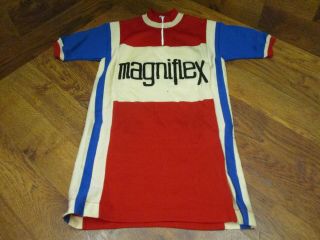 Nos Vintage Magniflex 100 Wool 1/4 Zip Cycling Jersey - White Red Blue - Ii