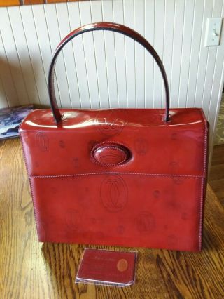 Vintage Cartier Bordeaux Leather Happy Birthday Handbag Purse