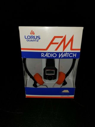 Vintage Lorus Quartz Fm Radio Watch With Headphones In Package