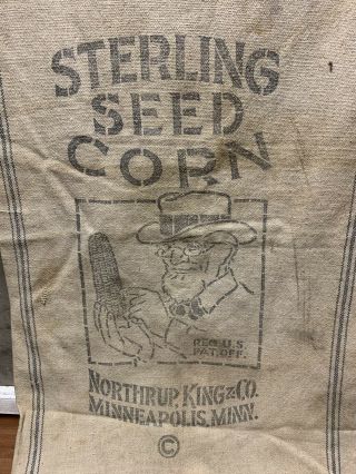 Vintage Old Northrup King Seed Corn Bag Sack Rare Graphic Double Sided Minnesota