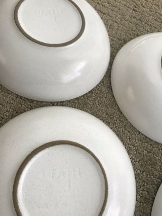 Vintage Heath Ceramics California Pottery Opaque White Set/5 Coupe Soup Bowls