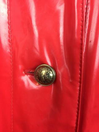 Vtg J.  G.  Hook Shiny Red PVC Vinyl Raincoat Jacket Slicker Patent Coat Womens L 4