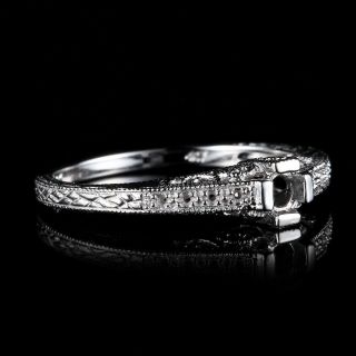 3.  5mm Round Vintage Engagement Semi Mount Ring Bezel Setting 10K White Gold 4
