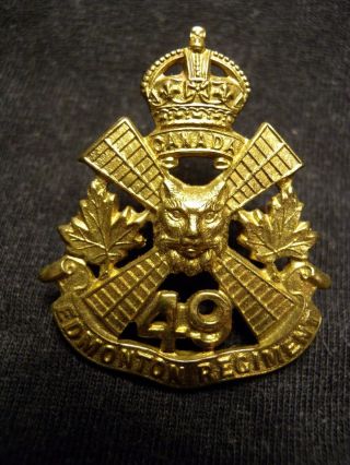 The Edmonton Regiment Pre Ww Ii Cap Badge 1924 M.  151 Canada Army 49 Pre - Loyal