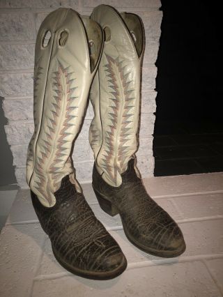 Vintage Tony Lama 19 " Tall Buckaroo Western Cowboy Boots 4820 Size 10 D 46916