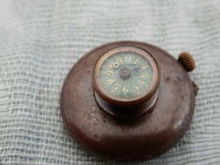 Rare Antique " Button Hole " Novelty Watch,  Green Guiloche Enamel Dial