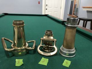 3 Vintage Brass Fire Nozzles.  American Lafrance,  Eureka,  Elkhart