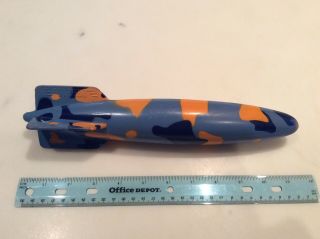 Vintage 11.  5 " Swim Ways Toypedo Gliding Pool Toy,  Rare Blue Camo Color