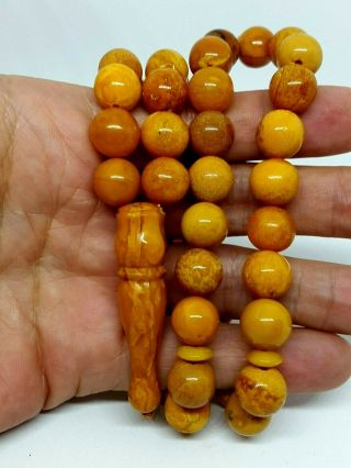 Antique Natural Baltic Amber Islamic 45 Prayer Beads Rosary Butterschotch 36,  89g