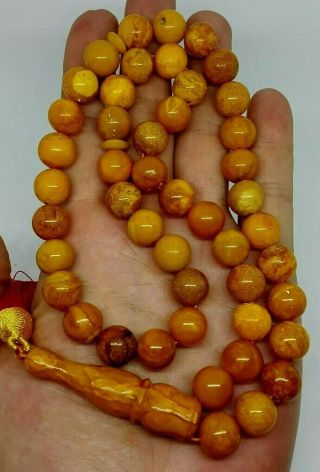 Antique Natural Baltic Amber ISLAMIC 45 PRAYER BEADS ROSARY Butterschotch 36,  89g 2