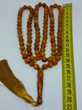 Antique Natural Baltic Amber ISLAMIC 99 PRAYER BEADS ROSARY Butterschotch 46,  69g 8