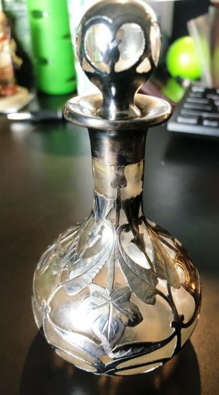 Antique /vintage Sterling Silver Overlay Perfume/scent Bottle