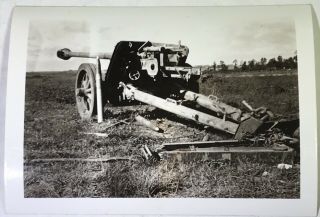 Ww2 Photo German Anti Tank Gun Abandoned Destroyed Gi Snap Shot Caption