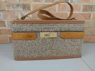 Vintage Hartmann Tweed Leather Overnight Train Case Carry On Luggage Weekender