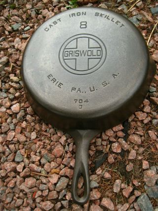 Vintage Fully Restored Griswold 8 Large Block Logo Cast Iron Skillet Flat