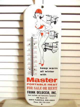 1970s Vintage Sign Thermometer Playboy Pinup Girl Nj Gas Station Garage Bikini