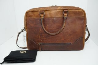 Frye Logan Work Messenger Bag Cognac Brown Leather Antique Pull Up MSRP: $558.  00 5