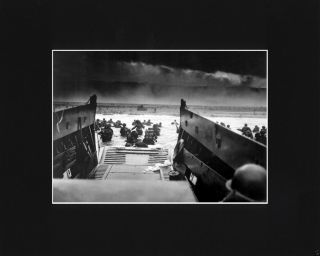 D - Day Allied Invasion Of Normandy Wwii Black Large Matted Photo Picture A1