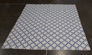 Vintage Blue And White Patchwork Quilt 79” X 77”