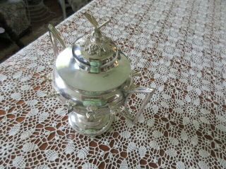 Vintage Victorian Sugar Bowl Silver Plate W Butterfly Finial