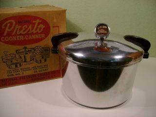 Vtg1950 16 Qt Presto National Pressure Cooker Canner 7 W/accessories,  Orig.  Box
