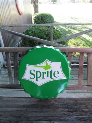 Sprite Large Bottle Cap Steel Sign Green With Vintage Look Sprite Logo