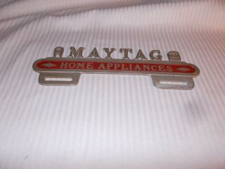 Vintage Maytag Home Appliances Metal Aluminum License Plate Topper -