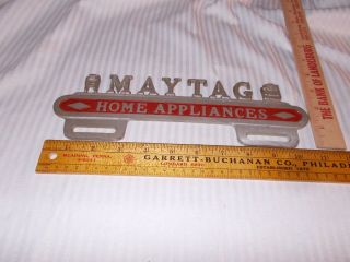 Vintage Maytag Home Appliances Metal Aluminum License Plate Topper - 3