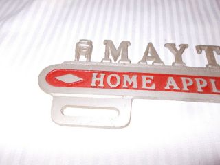 Vintage Maytag Home Appliances Metal Aluminum License Plate Topper - 4