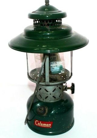 Vintage Collectible Coleman Double Mantle Big Hat Lantern With Glass Dated 9 - 57