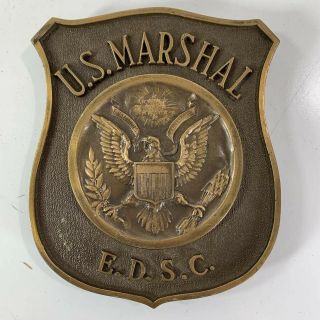 Vtg Us Marshal Edsc Brass Plaque United States Eastern District South Carolina