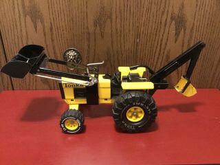 Vintage Tonka Yellow Tractor W/ Front Loader Bucket And Backhoe Farm Toy Xmb 975