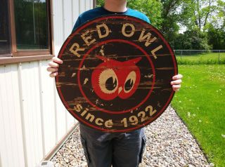 Red Owl Grocery Store Advertising Sign 24 " Diameter Vintage - Style Decor