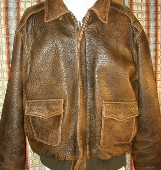 Vintage Model B - Mccoys Type A - 2 Usaf Distressed Soft Leather Bomber Jacket Xl