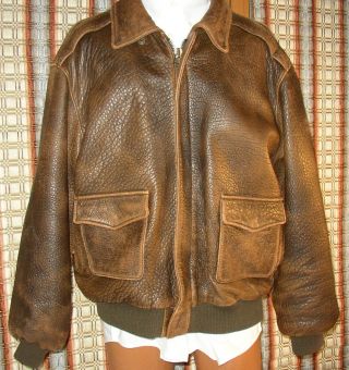 Vintage Model B - McCoys Type A - 2 USAF Distressed Soft Leather Bomber Jacket XL 3