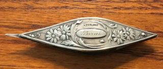 Vintage Floral Sterling Silver Tatting Shuttle