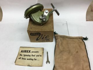 Antique Vintage Airex Vic Spinning Reel,  Paperwork,  Tool,  Bag
