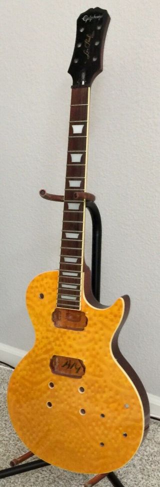 Rare 1996 Gibson Epiphone Les Paul Birdseye Gold Top Guitar Solid Body Neck