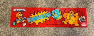 Donkey Kong 3 Authentic Marquee 22”1/2 X 6” Vintage