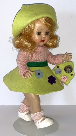 Vintage 1955 Nancy Ann Muffie Walker Doll In Felt Outfit Style 906
