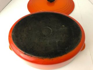 Vintage Le Creuset Oval Dutch Oven Enamel Cast Iron Red Flame Orange G 31 6