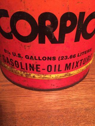 RARE Vintage SCORPION Snowmobile 6 1/4 gallon Gas Oil Can 8