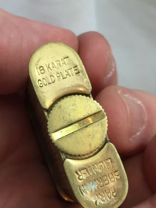 Vintage Park Sherman 18k Gold Plated Lift Arm Pocket Lighter 4