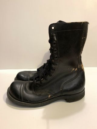 Vtg 60s Black Bf Goodrich Military Lace Up Cap Toe Boots Sz 10.  5 Combat Boots