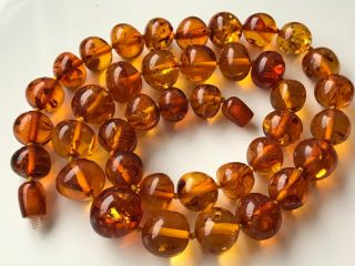 Rare Natural Vintage Amber Beads Antique Baltic Old Necklace 54.  18 Gr